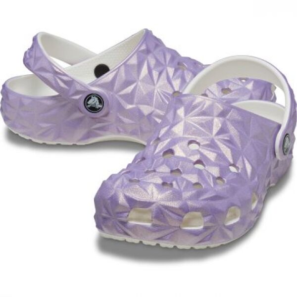 Crocs Kids' Classic Iridescent Geometric Clog 209693-100 White/Lila - Image 3
