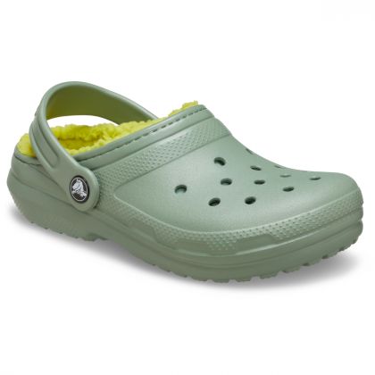 Crocs Classic Lined Clog παιδικές παντόφλες με γούνα 207010-308 Moss - Image 4