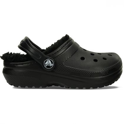 Crocs Classic Lined Clog παιδικές παντόφλες με γούνα 207009-060 Black