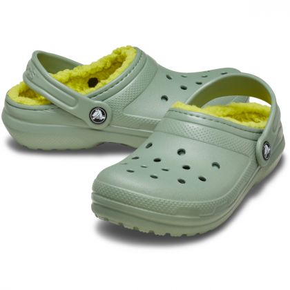 Crocs Classic Lined Clog παιδικές παντόφλες με γούνα 207010-308 Moss - Image 3