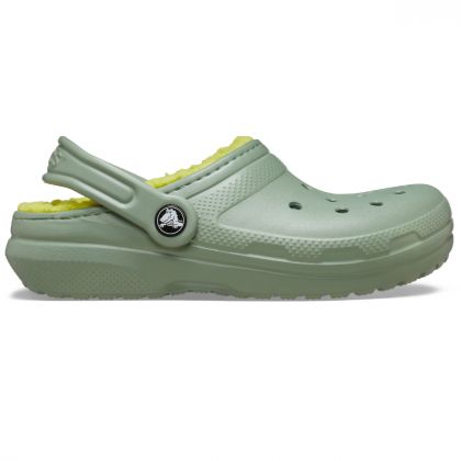 Crocs Classic Lined Clog παιδικές παντόφλες με γούνα 207010-308 Moss
