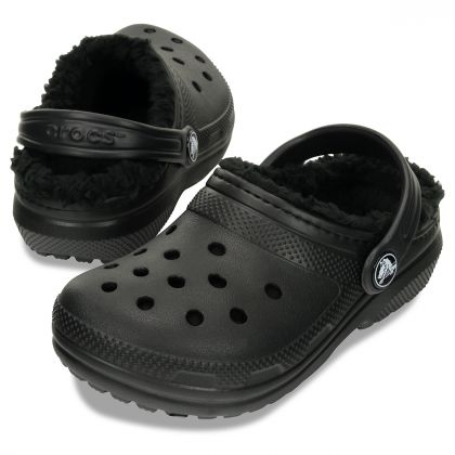 Crocs Classic Lined Clog παιδικές παντόφλες με γούνα 207009-060 Black - Image 5