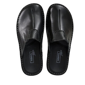 Ανδρικές παντόφλες δερμάτινες ανατομικές Adams Shoes 585-25501 Black