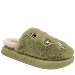 Γυναικείες χειμερινές παντόφλες adams shoes 896-25501 Olive