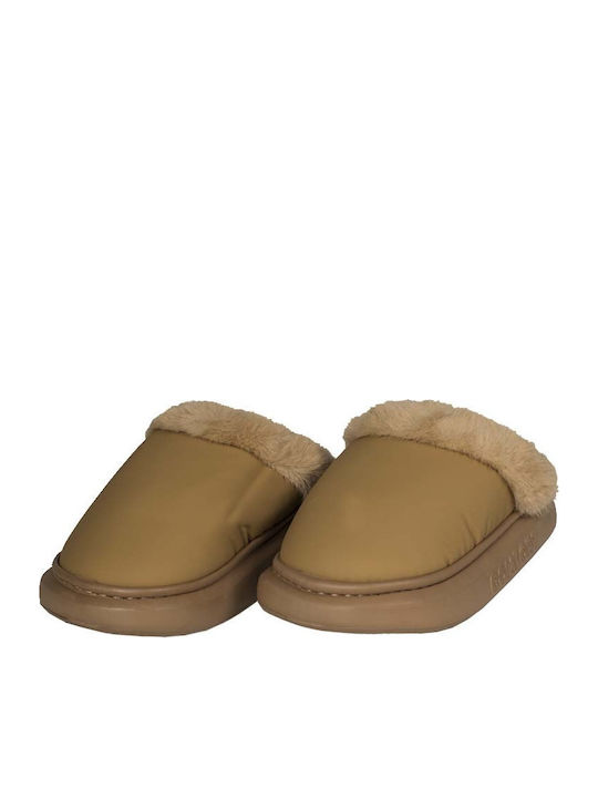 Γυναικείες χειμερινές παντόφλες adams shoes 896-25505 Camel - Image 4