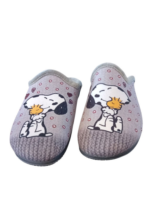 Γυναικείες χειμερινές παντόφλες adams shoes 624-25619 Grey - Image 3