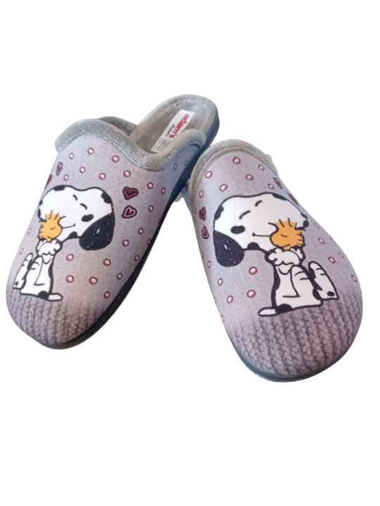 Γυναικείες χειμερινές παντόφλες adams shoes 624-25619 Grey - Image 5