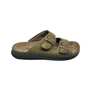 Ανδρικά δερμάτινα ανατομικά σανδάλια Adam's Shoes 585-26004 Kaki
