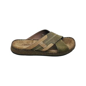 Ανδρικά δερμάτινα ανατομικά σανδάλια Adam's Shoes 585-26005 Kaki
