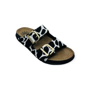 Γυναίκεια Δερμάτινα Ανατομικά Σανδάλια Sunny Sandals SIENNA-60302E White/Black - Image 2