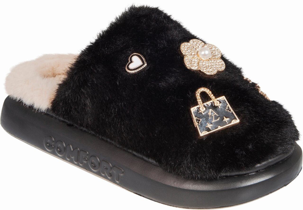 Γυναικείες χειμερινές παντόφλες adams shoes 896-26501 Black