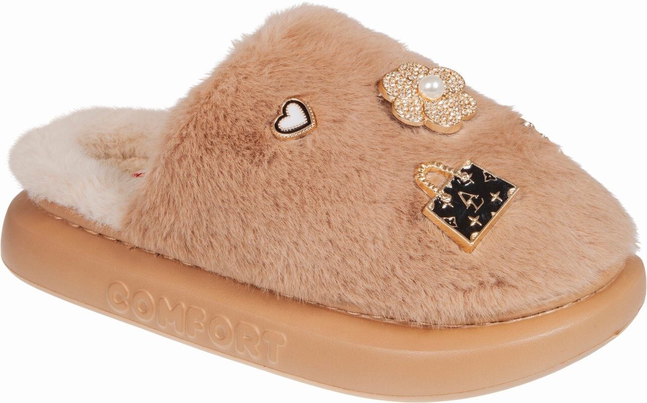 Γυναικείες χειμερινές παντόφλες adams shoes 896-26501 Beige