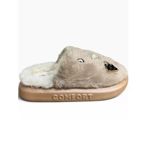 Γυναικείες χειμερινές παντόφλες adams shoes 896-26501 Beige - Image 3