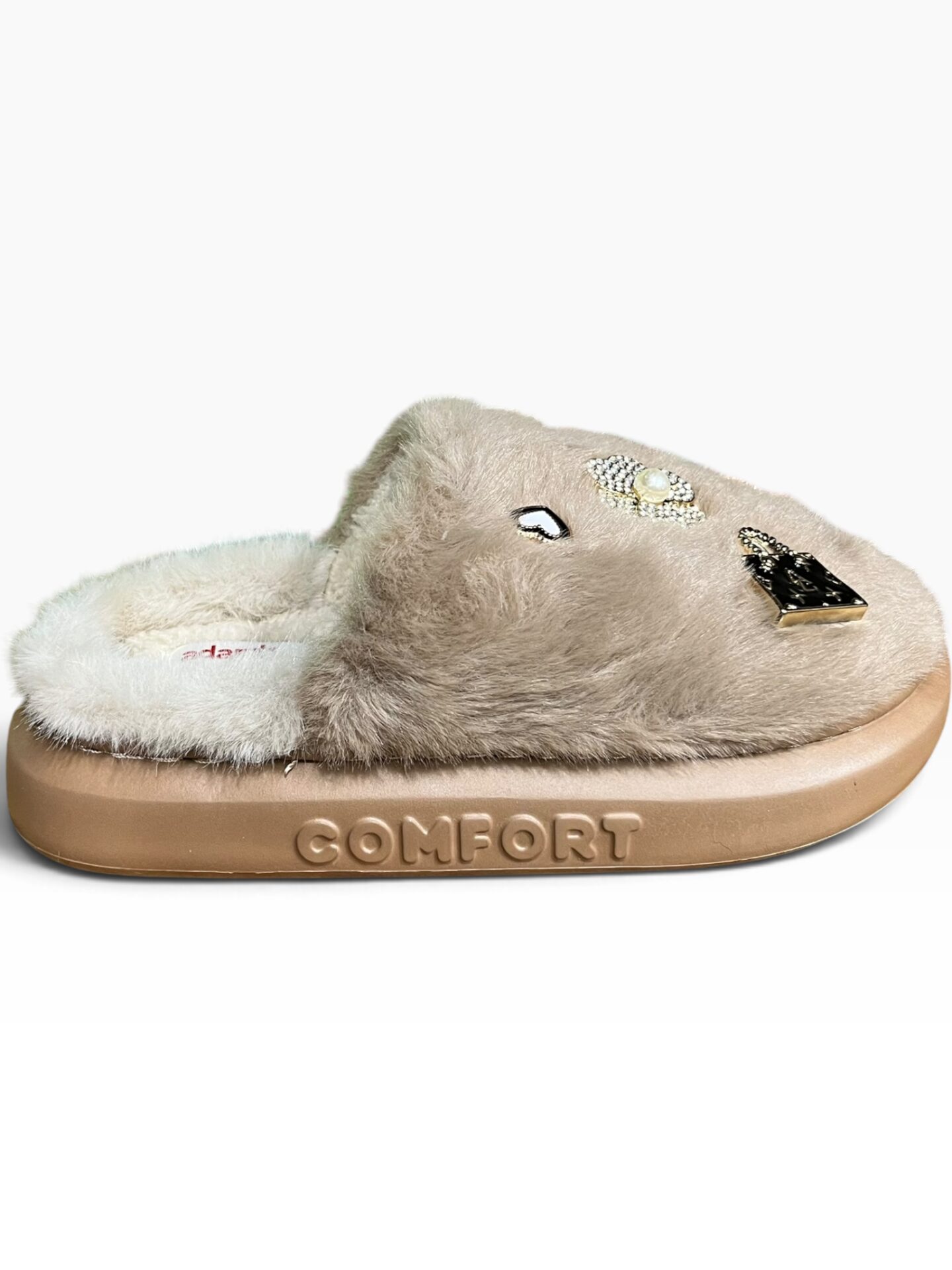 Γυναικείες χειμερινές παντόφλες adams shoes 896-26501 Beige - Image 3