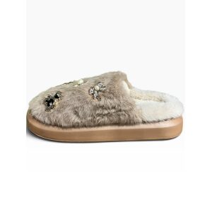 Γυναικείες χειμερινές παντόφλες adams shoes 896-26501 Beige - Image 2