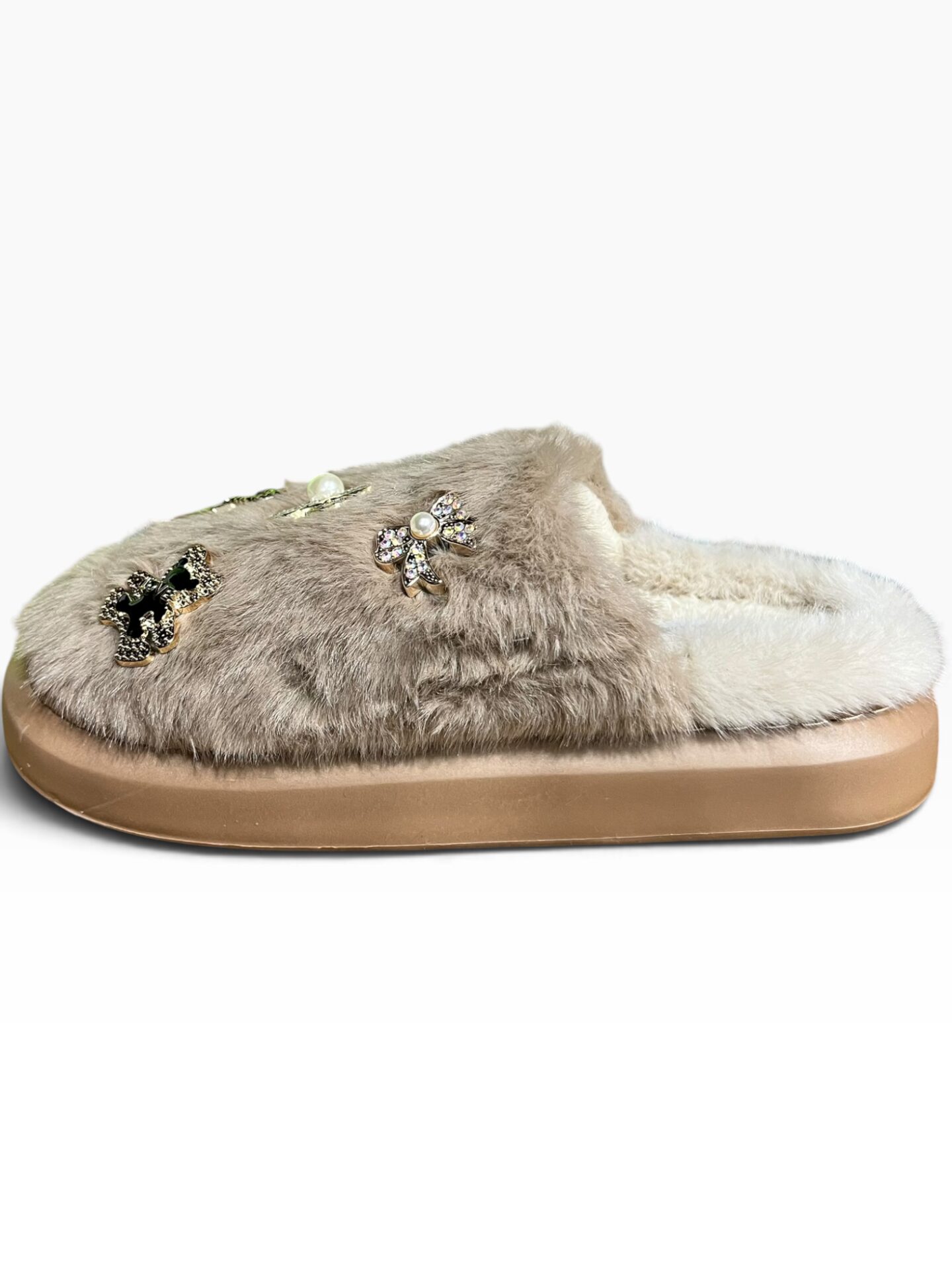 Γυναικείες χειμερινές παντόφλες adams shoes 896-26501 Beige - Image 2