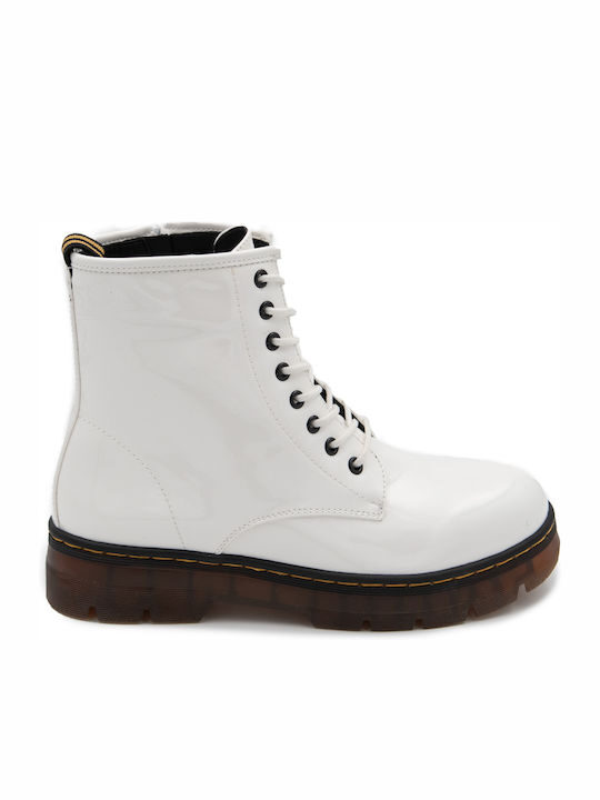 Γυναικεία μποτάκια λουστρίνι Adam's Shoes 829-21504 White Patent