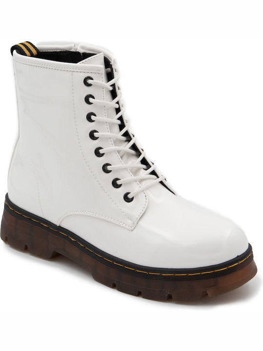 Γυναικεία μποτάκια λουστρίνι Adam's Shoes 829-21504 White Patent - Image 2