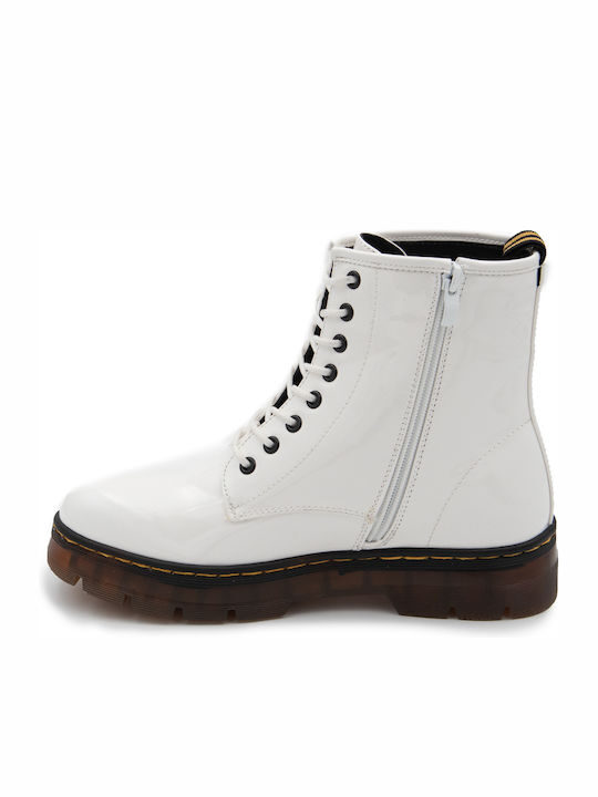 Γυναικεία μποτάκια λουστρίνι Adam's Shoes 829-21504 White Patent - Image 3